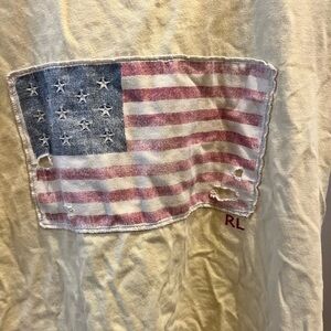 Polo Ralph Lauren Yellow distressed American Flag Tee Shirt Sz S